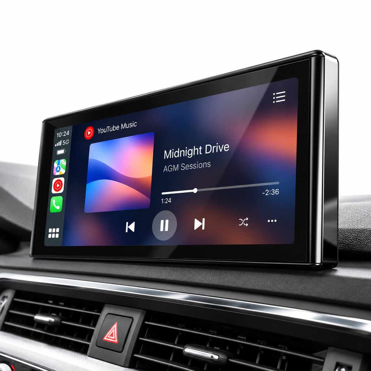 10,25 Zoll CarPlay Display Audi A4 B9 – seitliche Ansicht, Musikwiedergabe