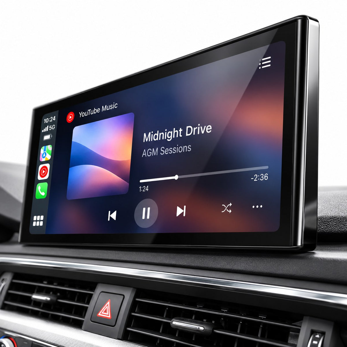 12,3 Zoll CarPlay Display Audi A4 B9 – seitliche Ansicht, Musikwiedergabe