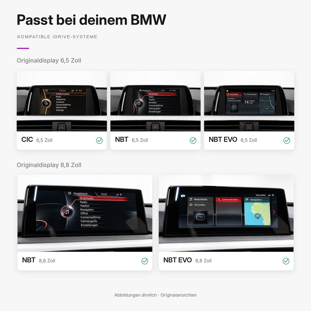 Passt bei deinem BMW F30: kompatibel mit CIC, NBT und NBT EVO