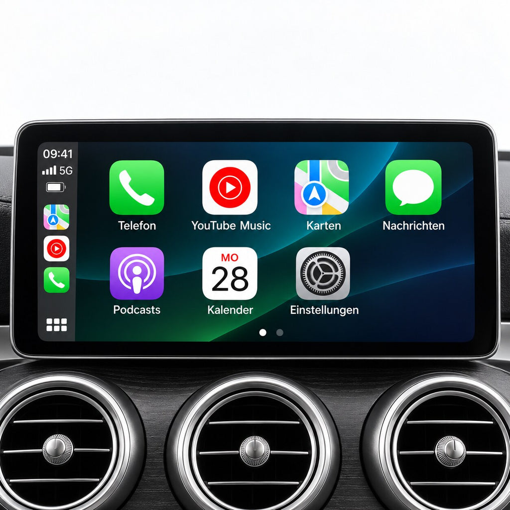 10,25 Zoll CarPlay Display in der Mercedes C-Klasse W205 – CarPlay-Startbildschirm