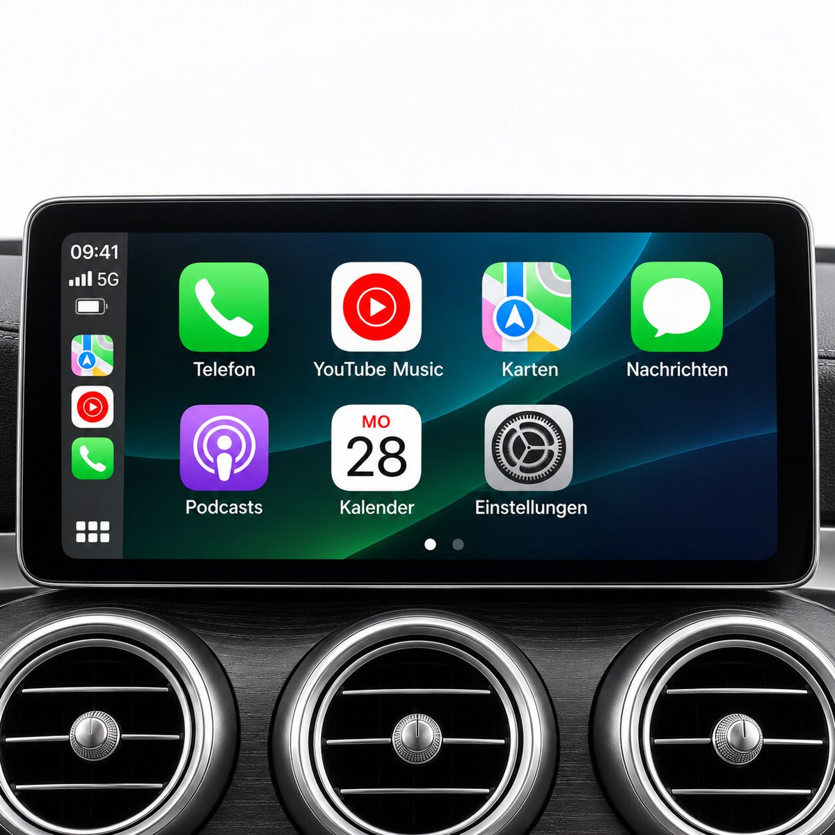 10,25 Zoll CarPlay Display in der Mercedes C-Klasse W205 – CarPlay-Startbildschirm