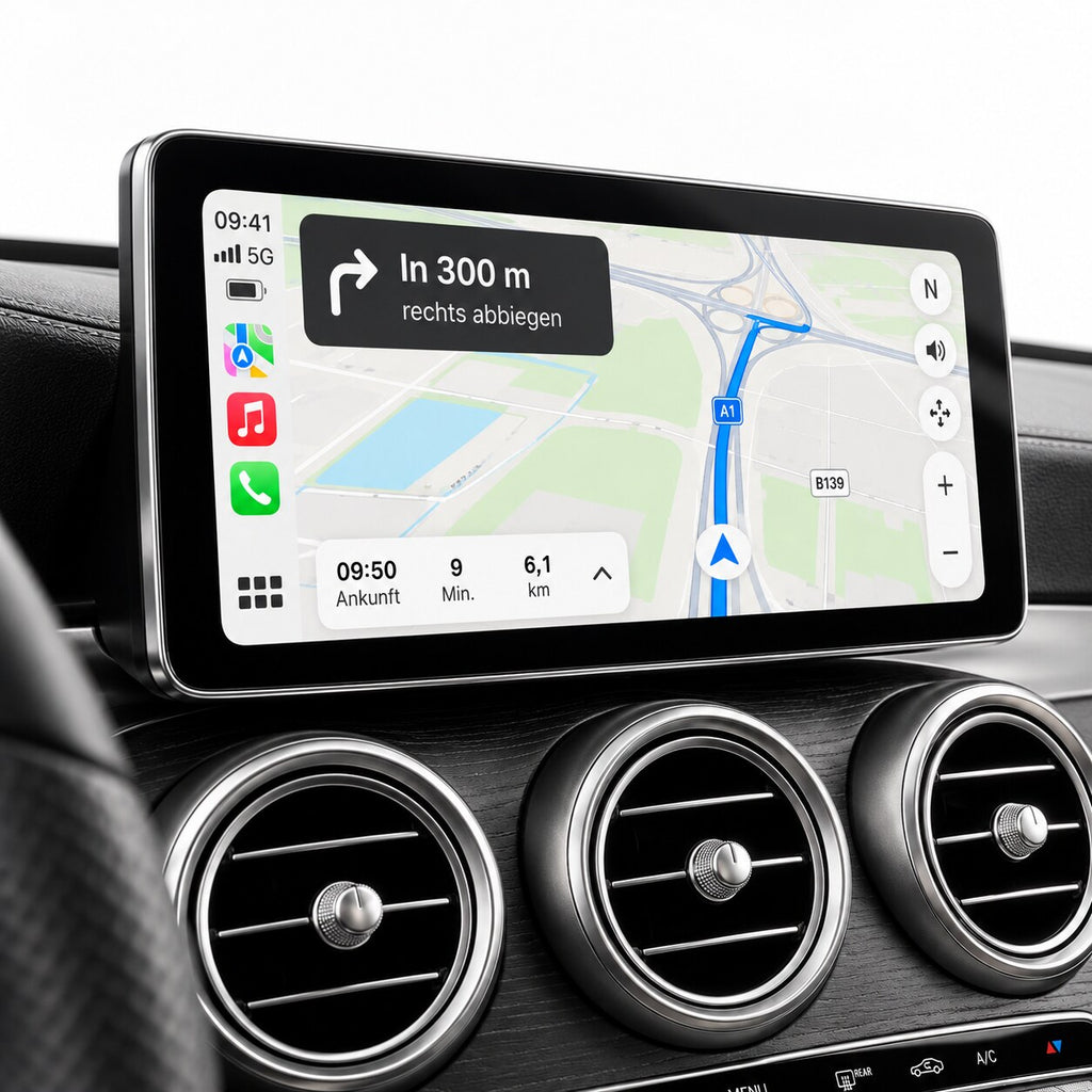 10,25 Zoll CarPlay Display Mercedes W205 mit Apple Karten Navigation