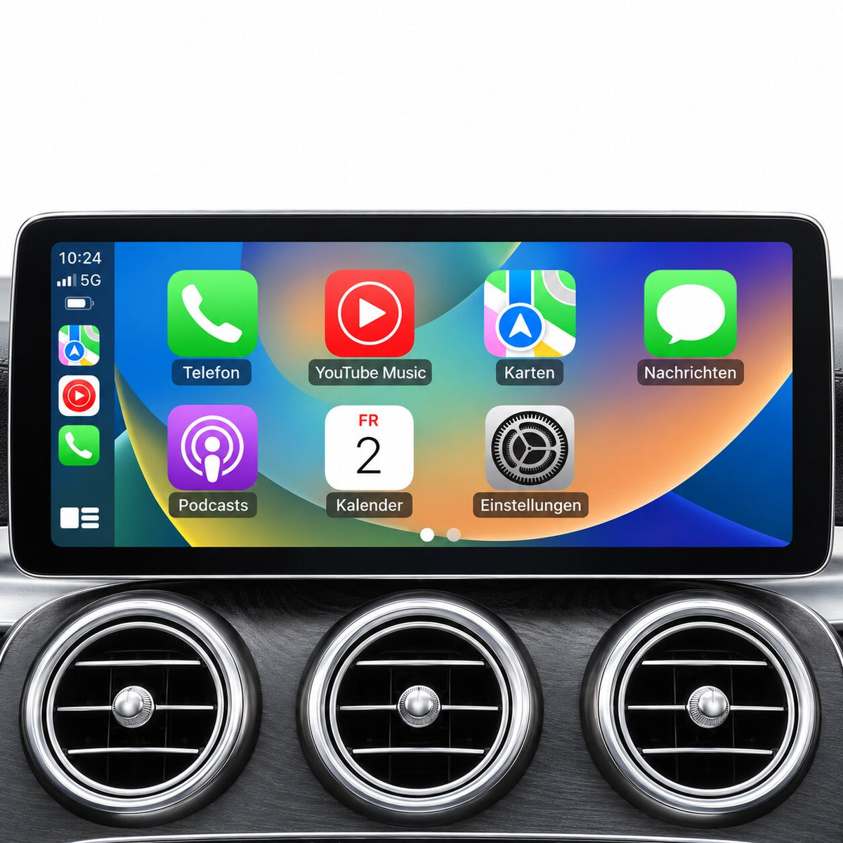 12,3 Zoll CarPlay Display in der Mercedes C-Klasse W205 – CarPlay-Startbildschirm
