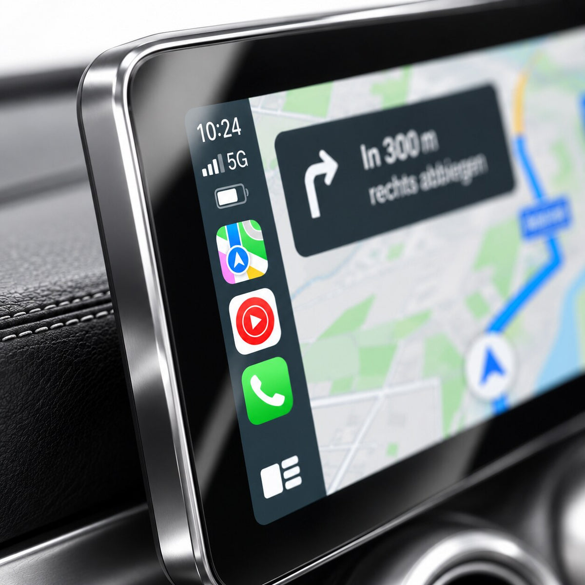 12,3 Zoll CarPlay Display Mercedes W205 – Detail Rahmen und Seitenleiste
