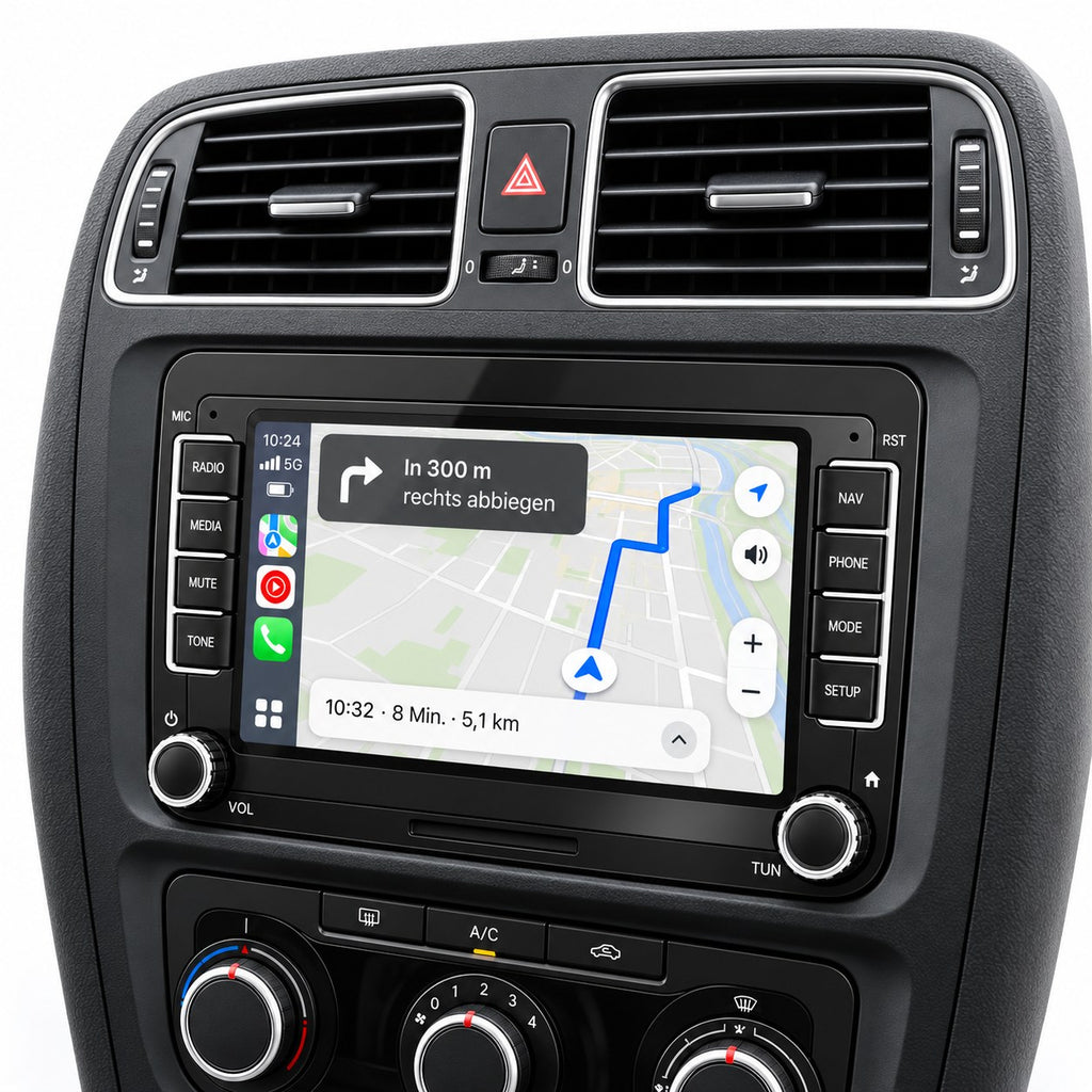 7 Zoll CarPlay Radio eingebaut im VW Golf 6 – Apple Karten Navigation