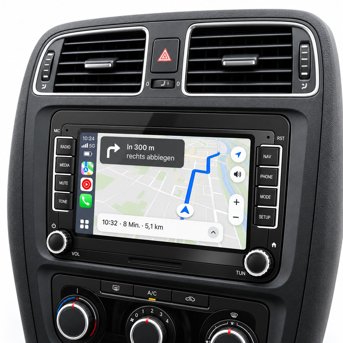 7 Zoll CarPlay Radio eingebaut im VW Golf 6 – Apple Karten Navigation